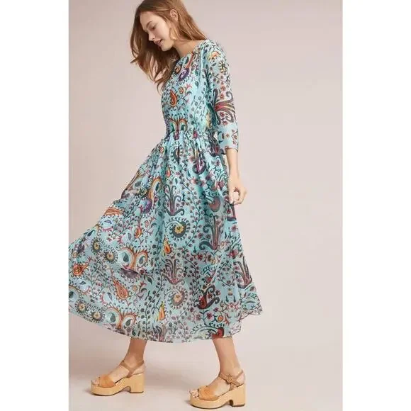 turquoise boho maxi dress Aguaclara SLIP MAXI DRESS IN TURQUOISE